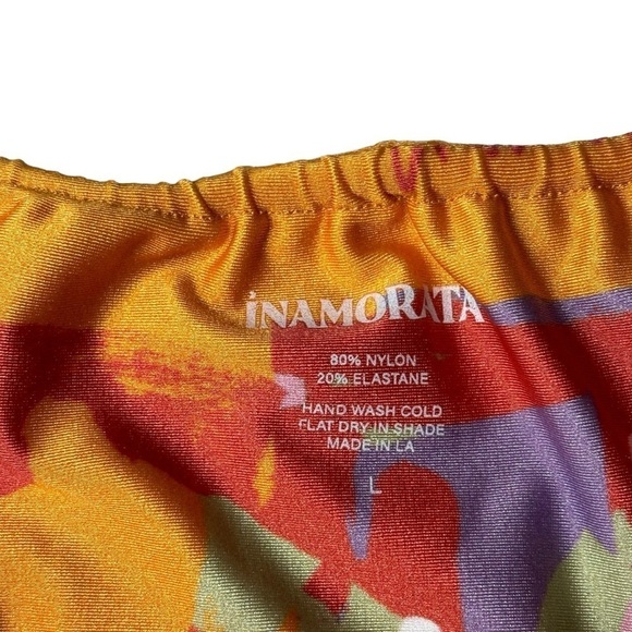 INAMORATA LAS OLAS BOTTOM TIE SIDE RUCHED INKED SAFFRON BIKINI BOTTOMS - Picture 8 of 10